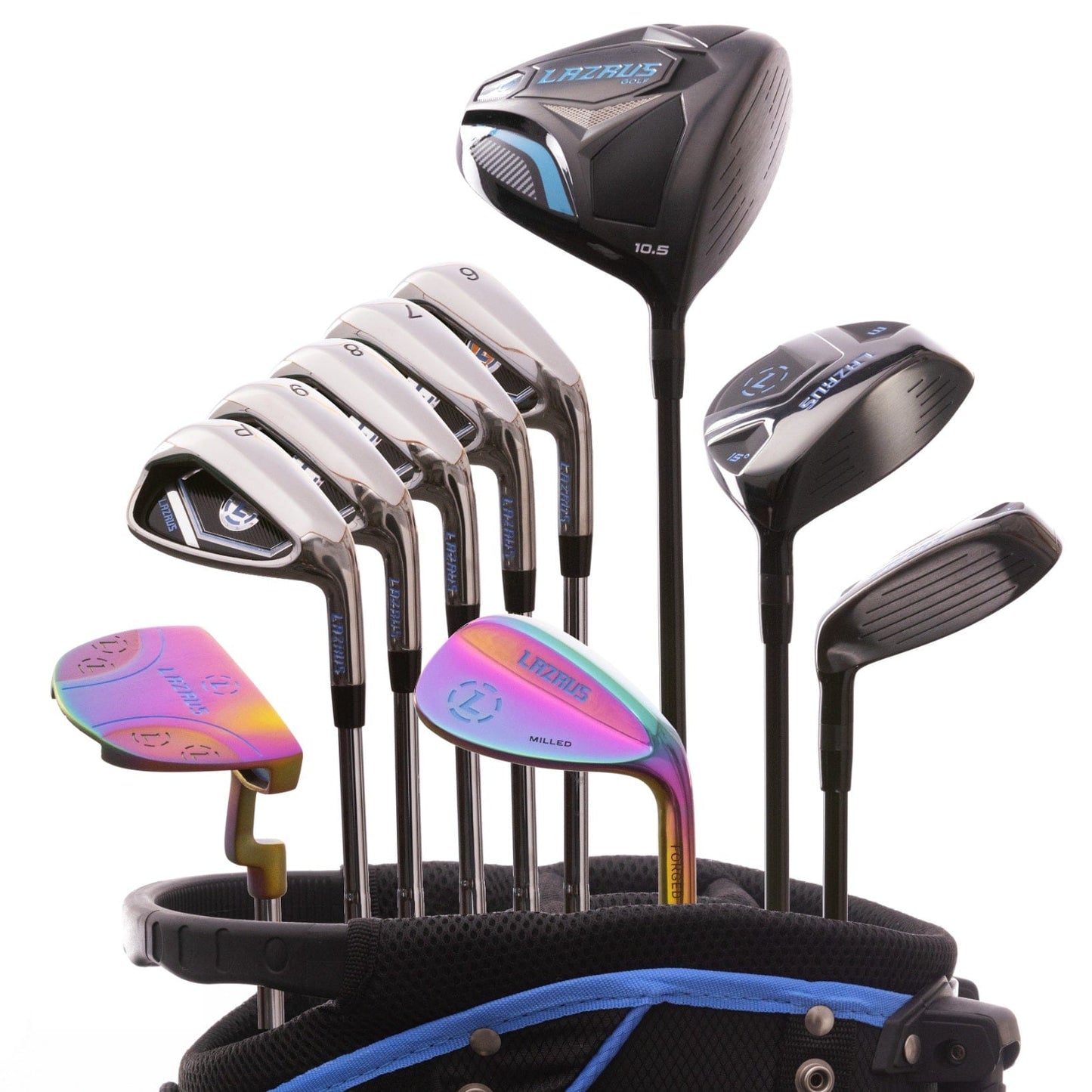 Lazrus Golf 11 pc Set - Driver, 3W, 4H, 6-PW Irons, 52° Wedge, Putter & Bag