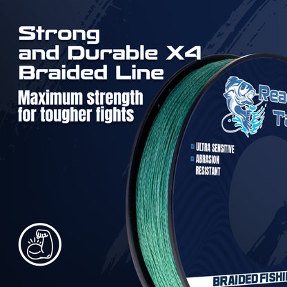 Reaction Tackle BRAIDED IN THE USA Fishing Line- 4X- NEW