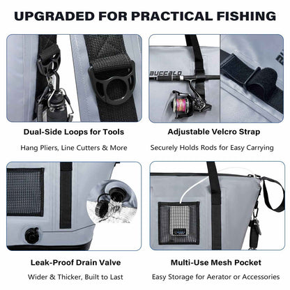 37QT Fish Cooler Bag With Fishing Rod Holder