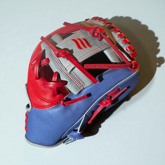 Custom Emery Glove | 11.5" I-Web | Red/Blue/Grey | PURSUE MASTERY! | FREE SHIP