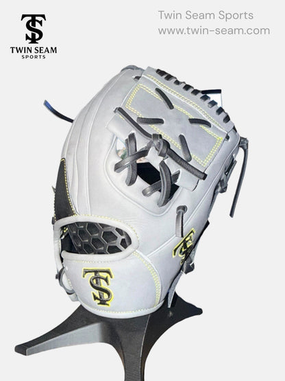 Twin Seam Sports 11.5” Kip Leather Baseball Glove RHT Gray Black Closed Web New