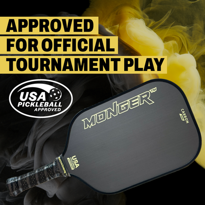 Monger 16mm Carbon Power Pro Gen 2 Thermoformed T700 Toray Carbon Fiber Pickleball Paddle Gold “Free Cover”