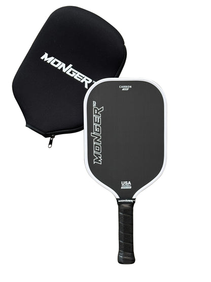 Monger 16mm Carbon Power Pro Thermoformed Gen 2 T700 Toray Carbon Fiber 16mm Pickleball Paddle White “Free Cover”