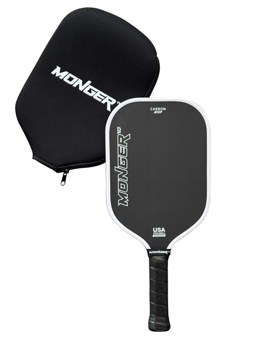 Monger 16mm Carbon Power Pro Thermoformed Gen 2 T700 Toray Carbon Fiber 16mm Pickleball Paddle White “Free Cover”