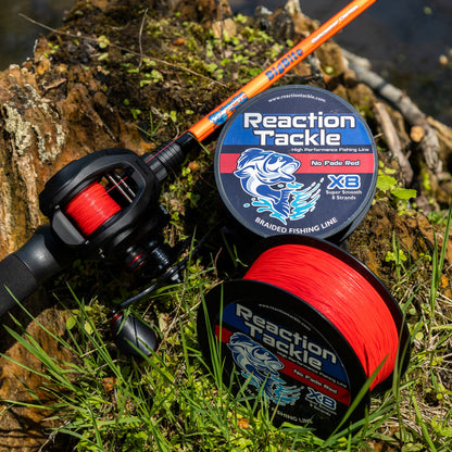 Reaction Tackle X8 Braided Fishing Line - NO FADE Red 8 Strand - NEW