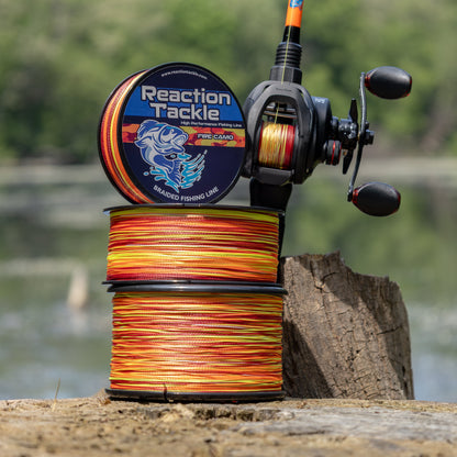 Reaction Tackle Braided Fishing Line - Fire Camo - NEW