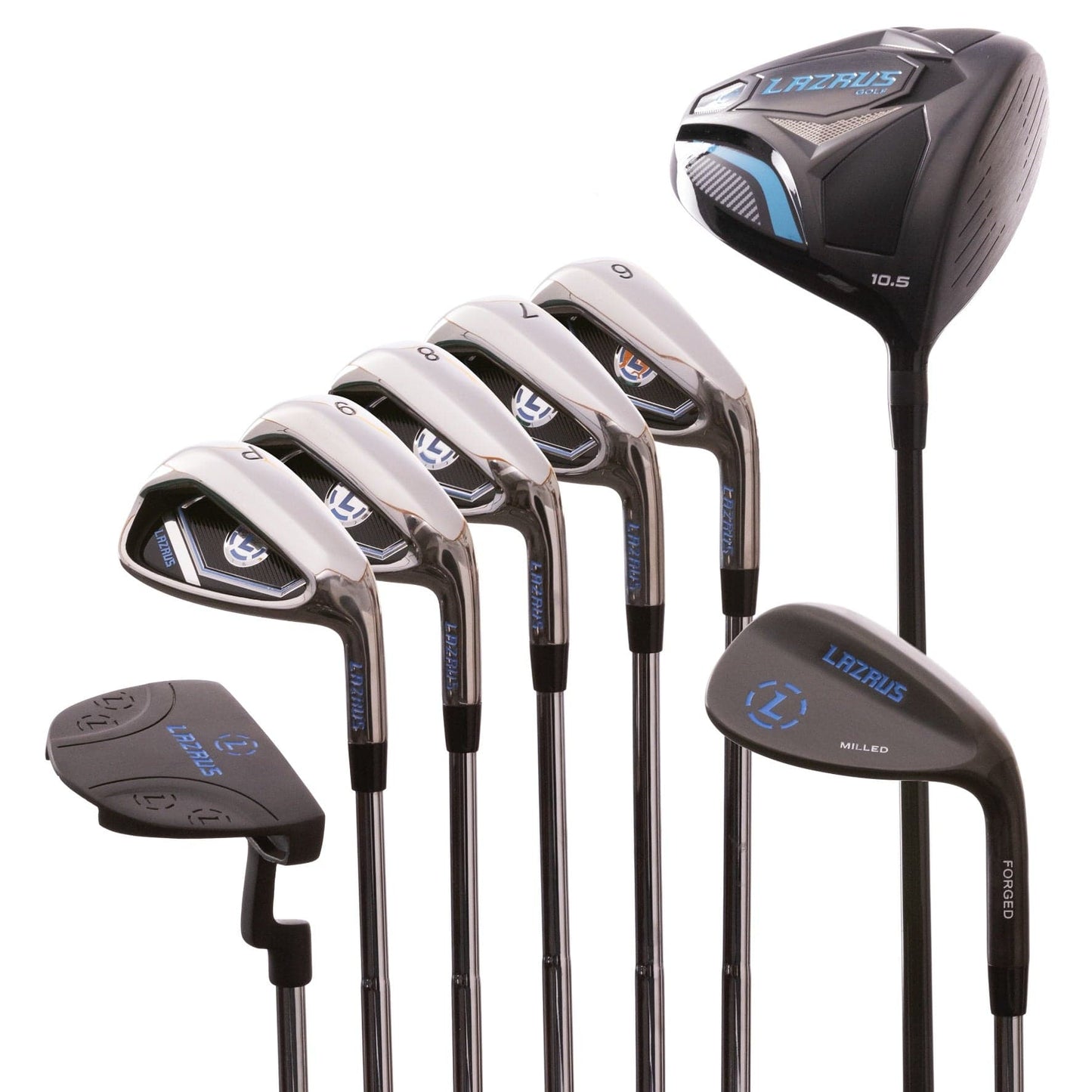 Lazrus Golf 8 pc Set - Driver, 6-PW Irons, 52° Wedge, Putter