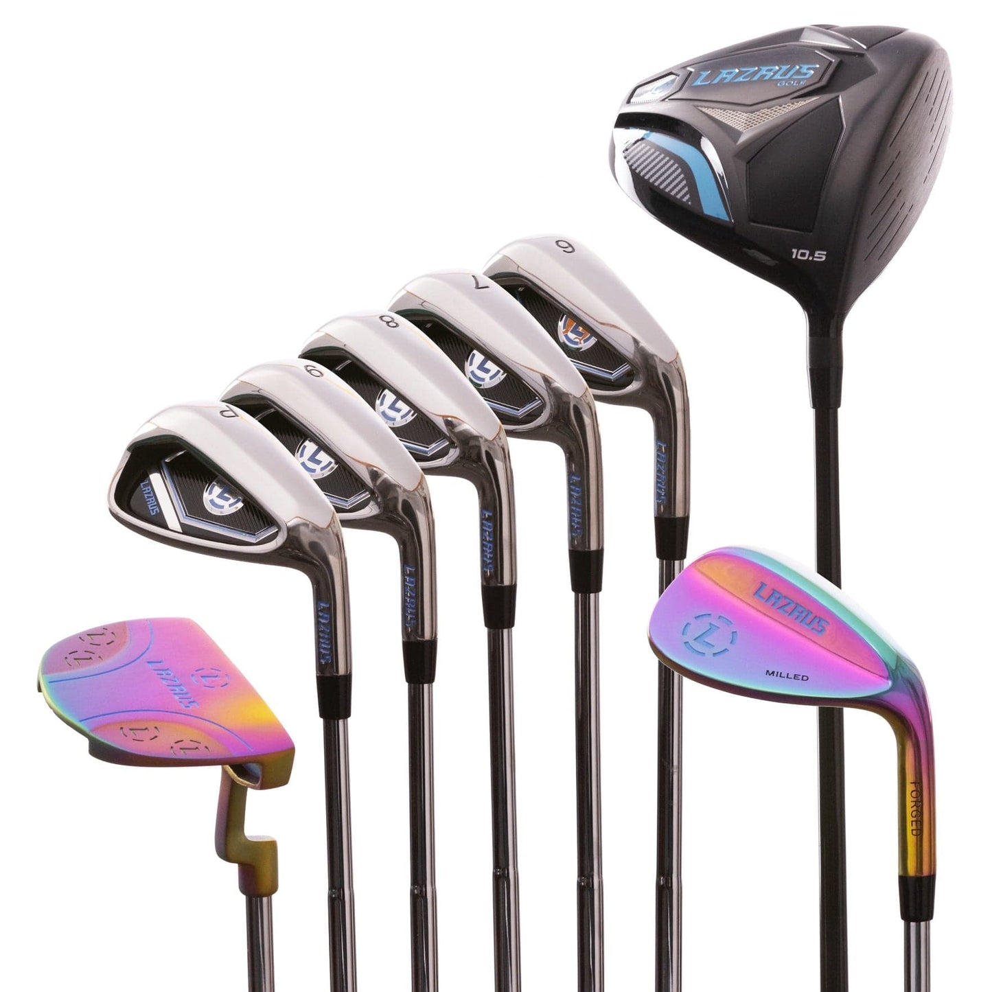 Lazrus Golf 8 pc Set - Driver, 6-PW Irons, 52° Wedge, Putter