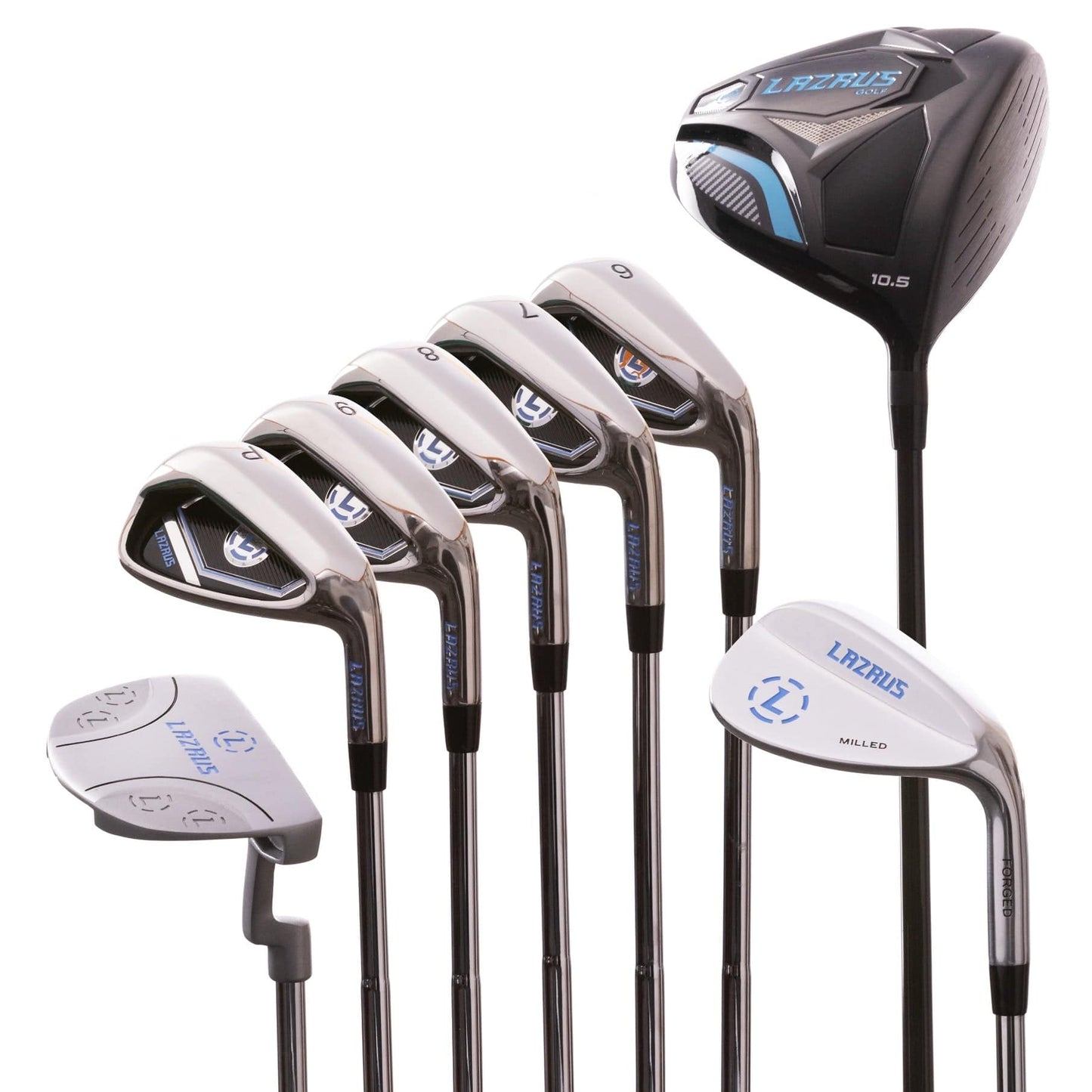 Lazrus Golf 8 pc Set - Driver, 6-PW Irons, 52° Wedge, Putter