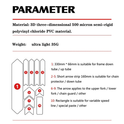 Enlee 3D Bicycle Sticker MtTB PVC Anti-Scratch Waterproof No Yellowing Protective Film Bicycle Frame Protector Accessories TM01