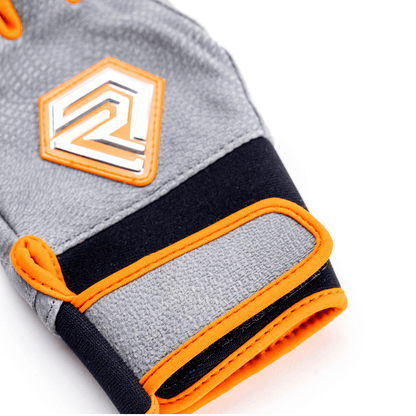 Youth Fastpitch Batting Gloves - Grey and Orange